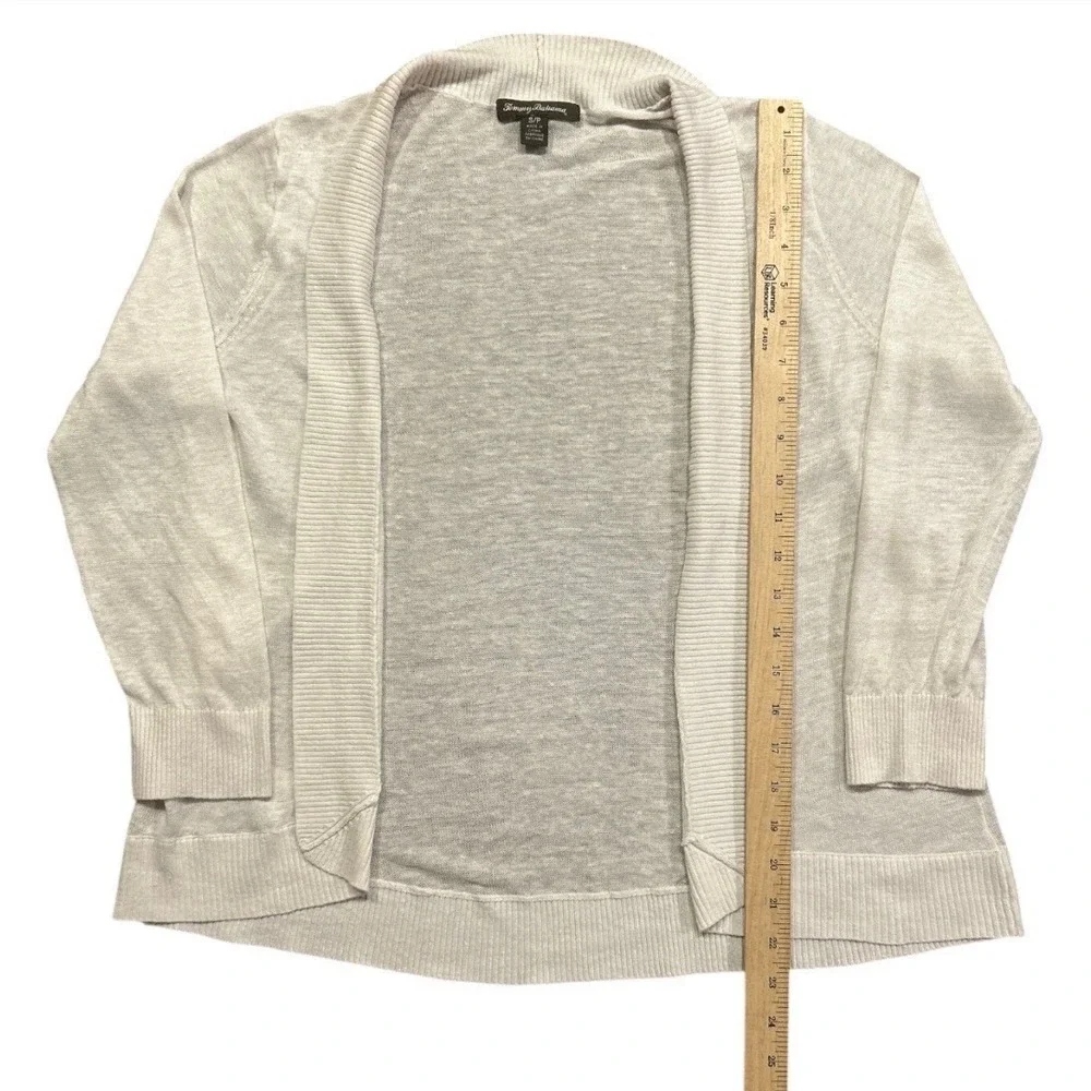 Tommy Bahama Size Small Ivory/ Off White Lea Open 100% Linen Cardigan Open Front - Picture 7 of 8